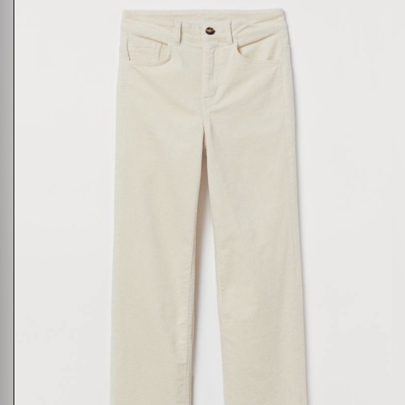 Cream Corduroy Straight Leg Pants - Picture 1 of 5